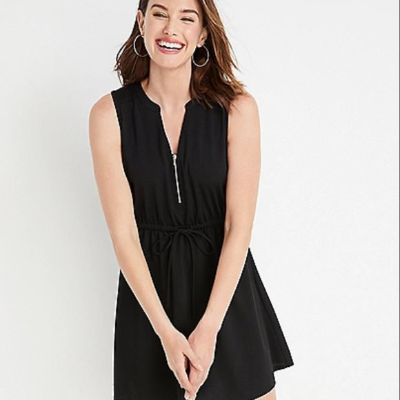 NWT Front Zip Neck Mini Black Mini Dress Maurices Sz L - Picture 5 of 6